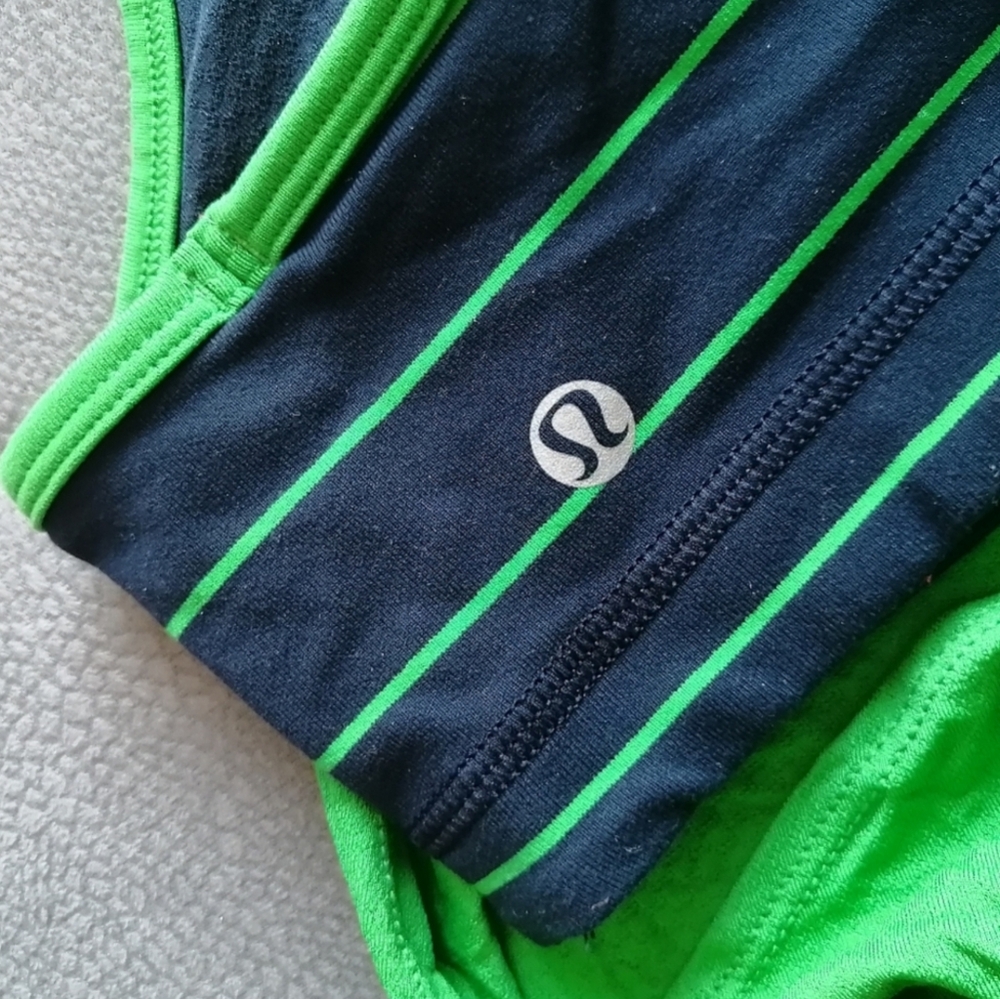 Lululemon No Limits Green Blue Slalom Stripe Inkwell Shelf Bra Tank Top - Picture 10 of 13